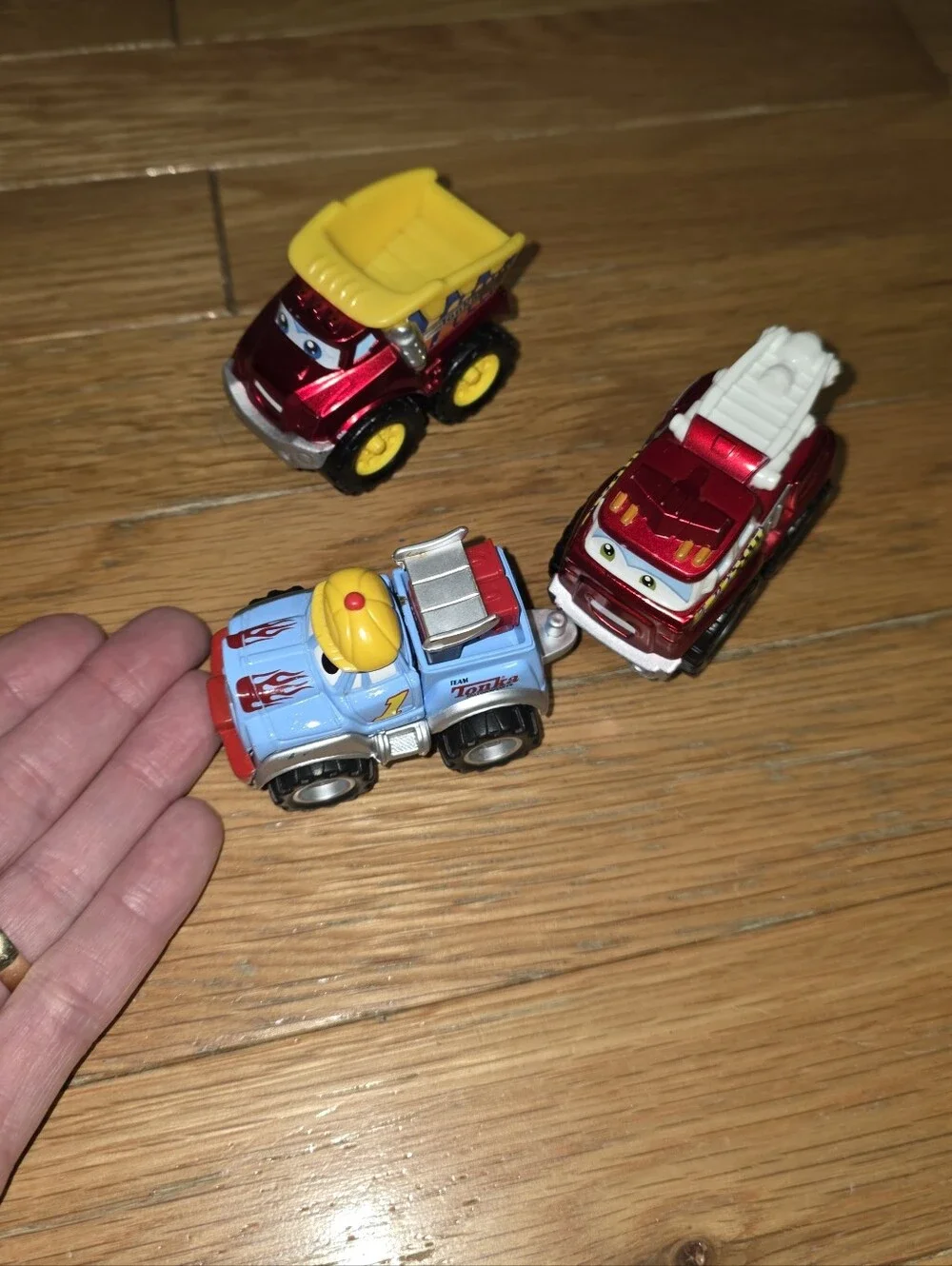 3PC VINTAGE Tonka Blue and Red Mini Truck Toy